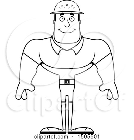 Clipart of a Black and White Happy Buff Male Zookeeper - Royalty Free Vector Illustration by Cory Thoman