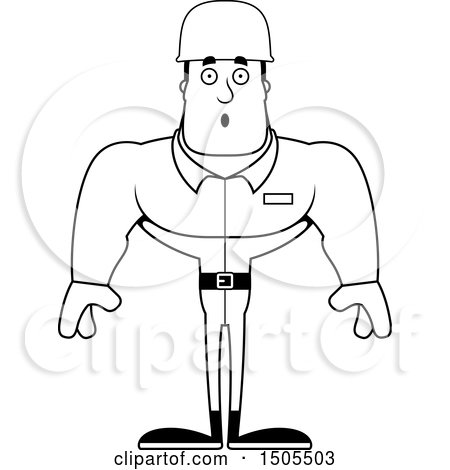 Clipart of a Black and White Surprised Buff Male Army Soldier - Royalty Free Vector Illustration by Cory Thoman