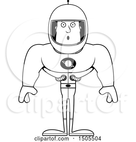 Clipart of a Black and White Surprised Buff Male Astronaut - Royalty Free Vector Illustration by Cory Thoman