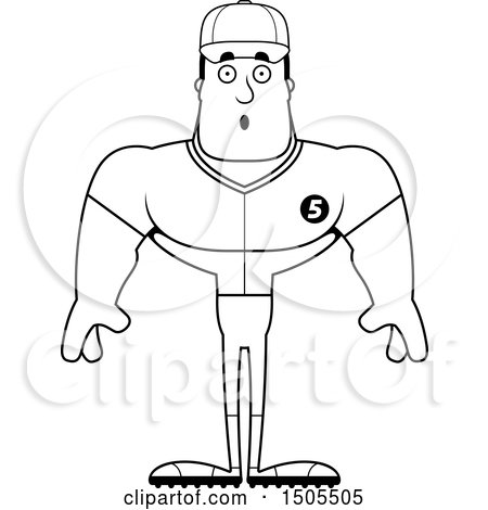 Clipart of a Black and White Surprised Buff Male Baseball Player - Royalty Free Vector Illustration by Cory Thoman