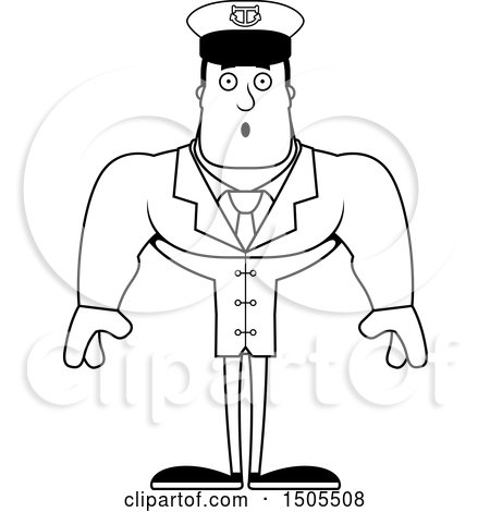 Clipart of a Black and White Surprised Buff Male Sea Captain - Royalty Free Vector Illustration by Cory Thoman