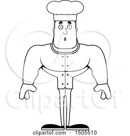 Clipart of a Black and White Surprised Buff Male Chef - Royalty Free Vector Illustration by Cory Thoman
