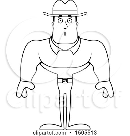 Clipart of a Black and White Surprised Buff Male Cowboy - Royalty Free Vector Illustration by Cory Thoman
