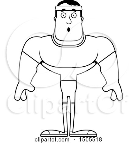 Clipart of a Black and White Surprised Buff Male Fitness Guy - Royalty Free Vector Illustration by Cory Thoman