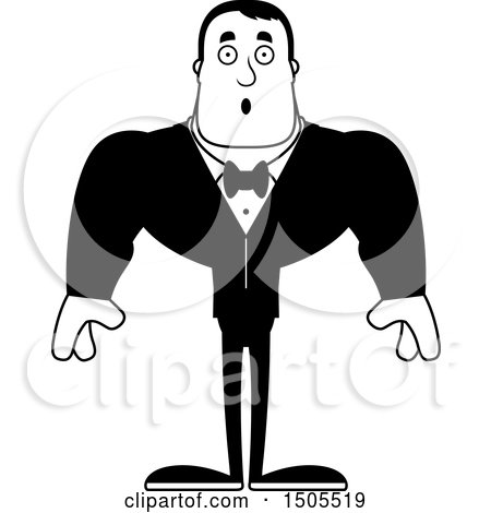 Clipart of a Black and White Surprised Buff Male Groom - Royalty Free Vector Illustration by Cory Thoman