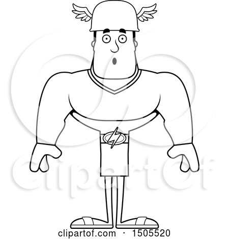 Clipart of a Black and White Surprised Buff Male Hermes - Royalty Free Vector Illustration by Cory Thoman