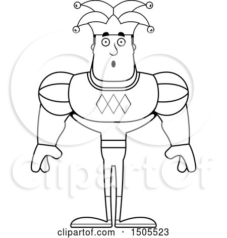 Clipart of a Black and White Surprised Buff Male Jester - Royalty Free Vector Illustration by Cory Thoman