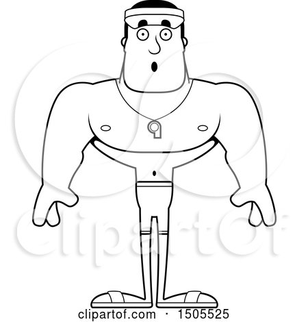 Clipart of a Black and White Surprised Buff Male Lifeguard - Royalty Free Vector Illustration by Cory Thoman