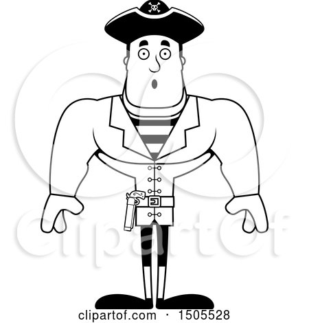 Clipart of a Black and White Surprised Buff Male Pirate Captain - Royalty Free Vector Illustration by Cory Thoman