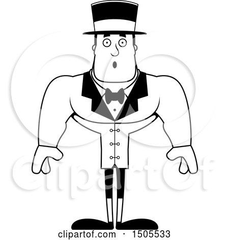 Clipart of a Black and White Surprised Buff Male Circus Ringmaster - Royalty Free Vector Illustration by Cory Thoman