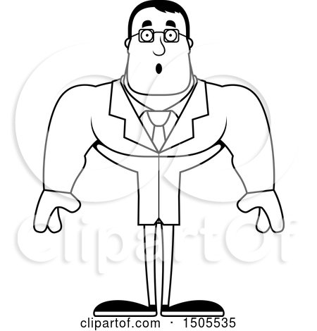 Clipart of a Black and White Shocked Buff Male Scientist - Royalty Free Vector Illustration by Cory Thoman