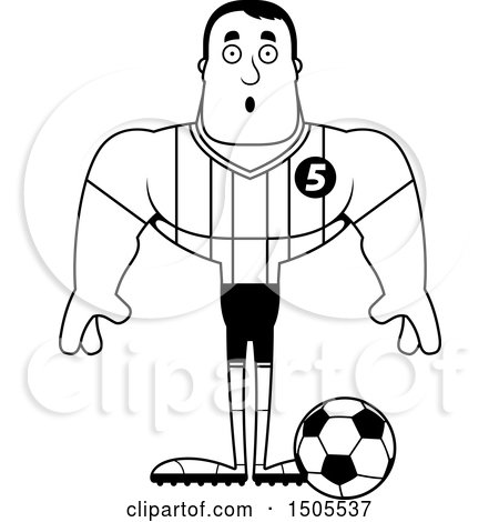 Clipart of a Black and White Surprised Buff Male Soccer Player Athlete - Royalty Free Vector Illustration by Cory Thoman