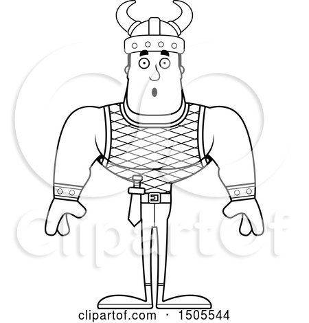 Clipart of a Black and White Surprised Buff Male Viking - Royalty Free Vector Illustration by Cory Thoman