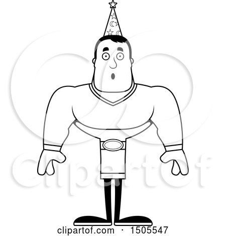 Clipart of a Black and White Surprised Buff Male Wizard - Royalty Free Vector Illustration by Cory Thoman