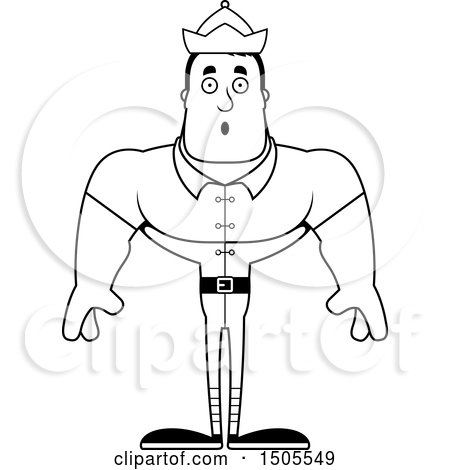 Clipart of a Black and White Surprised Buff Male Christmas Elf - Royalty Free Vector Illustration by Cory Thoman