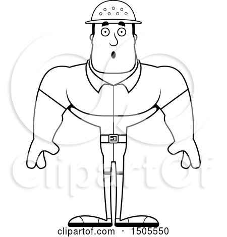 Clipart of a Black and White Surprised Buff Male Zookeeper - Royalty Free Vector Illustration by Cory Thoman