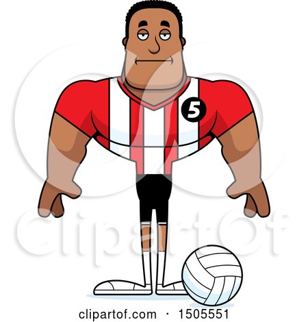 Clipart of a Bored Buff African American Male Volleyball Player - Royalty Free Vector Illustration by Cory Thoman