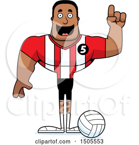 Clipart of a Buff African American Male Volleyball Player with an Idea - Royalty Free Vector Illustration by Cory Thoman