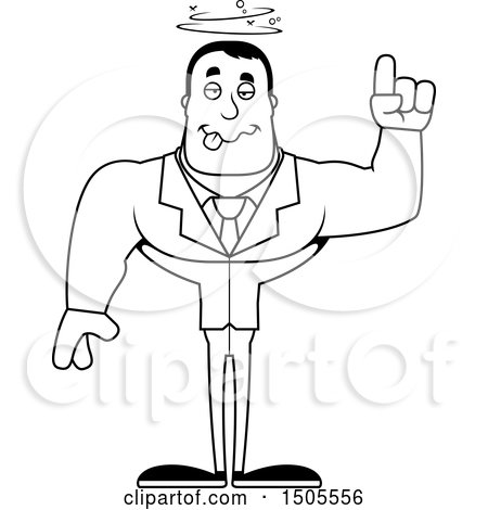 Clipart of a Black and White Drunk Buff Male - Royalty Free Vector Illustration by Cory Thoman