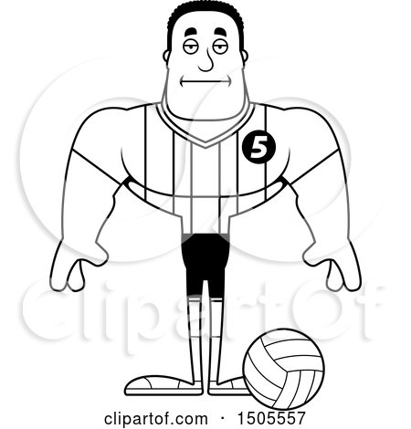 Clipart of a Black and White Bored Buff African American Male Volleyball Player - Royalty Free Vector Illustration by Cory Thoman