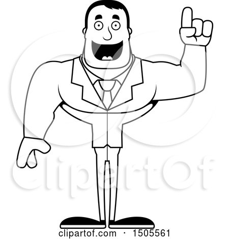 Clipart of a Black and White Buff Male with an Idea - Royalty Free Vector Illustration by Cory Thoman