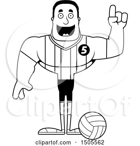 Clipart of a Black and White Buff African American Male Volleyball Player with an Idea - Royalty Free Vector Illustration by Cory Thoman