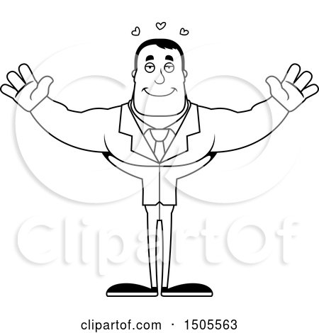 Clipart of a Black and White Buff Male with Open Arms - Royalty Free Vector Illustration by Cory Thoman
