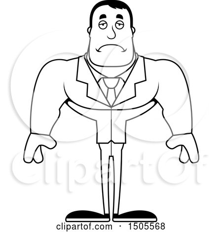 Clipart of a Black and White Sad Buff Male - Royalty Free Vector Illustration by Cory Thoman