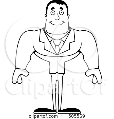 Clipart of a Black and White Happy Buff Male - Royalty Free Vector Illustration by Cory Thoman