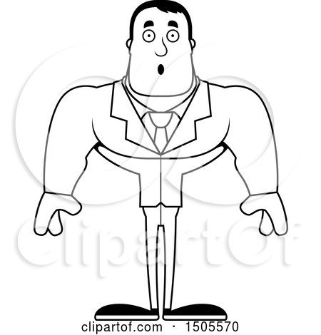 Clipart of a Black and White Surprised Buff Male - Royalty Free Vector Illustration by Cory Thoman