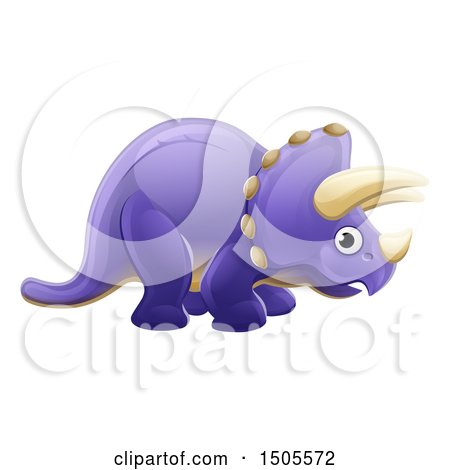 Clipart of a Cute Purple Triceratops Dino Facing Right - Royalty Free Vector Illustration by AtStockIllustration