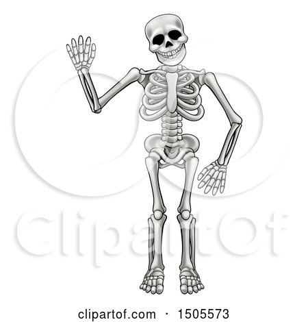 Clipart of a Cartoon Human Skeleton Waving - Royalty Free Vector Illustration by AtStockIllustration