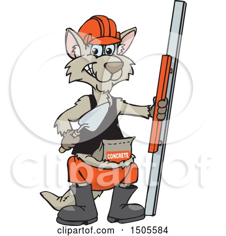 Clipart of a Concrete Worker Kangaroo with Tools - Royalty Free Vector Illustration by Dennis Holmes Designs