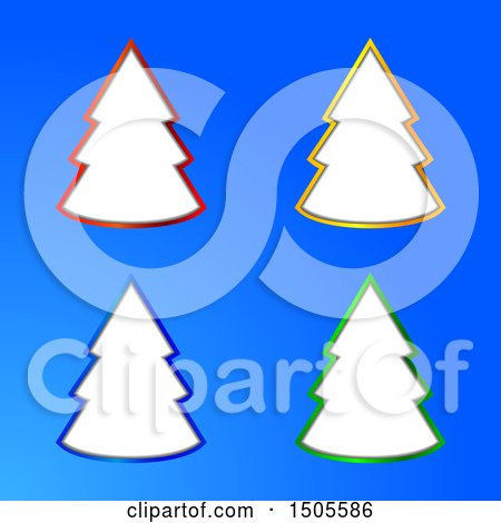 Clipart of a Blue Background with Christmas Tree Frames - Royalty Free Vector Illustration by elaineitalia