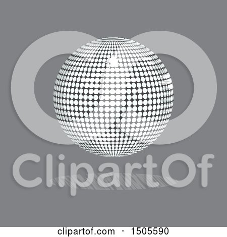 Clipart of a Disco Ball on Gray - Royalty Free Vector Illustration by elaineitalia