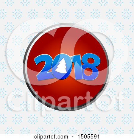 Clipart of a New Year 2018 Circle over Snowflakes - Royalty Free Vector Illustration by elaineitalia