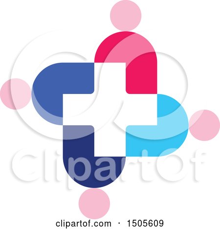 Clipart of a Medical Cross People Design - Royalty Free Vector Illustration by elena