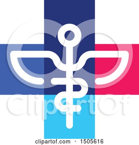 Clipart of a Medical Cross Caduceus Design - Royalty Free Vector Illustration by elena