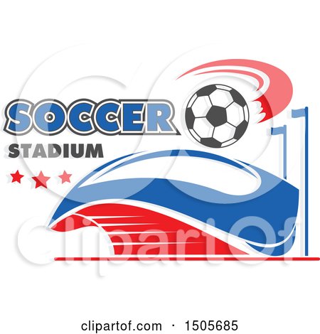 Clipart of a Stadium Arena and Soccer Ball Design - Royalty Free Vector Illustration by Vector Tradition SM