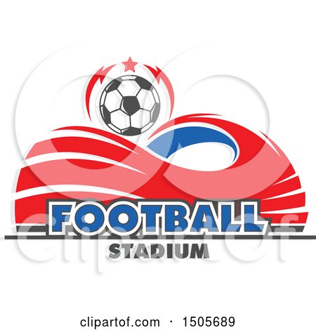 Clipart of a Stadium Arena and Soccer Ball Design - Royalty Free Vector Illustration by Vector Tradition SM