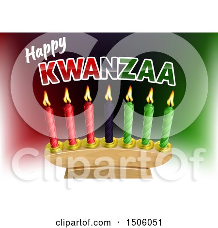 Clipart of a Happy Kwanzaa Greeting and Candles - Royalty Free Vector Illustration by AtStockIllustration
