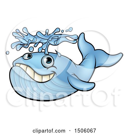 Clipart of a Blue Whale Spouting Water - Royalty Free Vector Illustration by AtStockIllustration