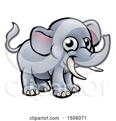 Clipart of a Happy Elephant with Tusks - Royalty Free Vector Illustration by AtStockIllustration