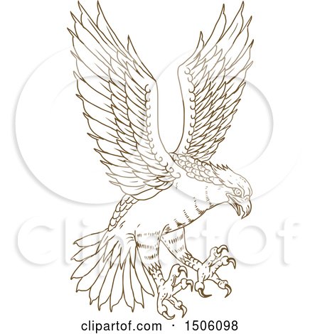 Clipart of a Flying Osprey Swooping with Talons Ready to Grab Prey - Royalty Free Vector Illustration by patrimonio