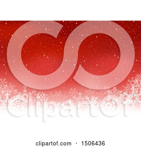 Clipart of a Christmas Background with Snowflakes on Red - Royalty Free Vector Illustration by dero