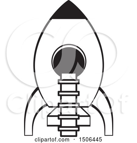 Clipart of a Black and White Rocket - Royalty Free Vector Illustration by Lal Perera