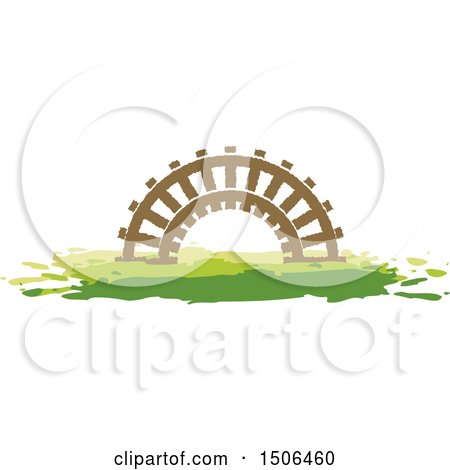 Clipart of a Fence Arch in a Meadow - Royalty Free Vector Illustration by Lal Perera