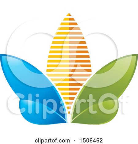 Clipart of a Blue Green and Orange Flower Icon - Royalty Free Vector Illustration by Lal Perera