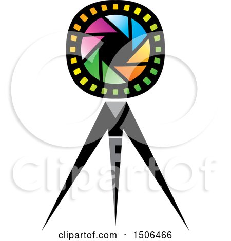 Clipart of a Colorful Aperture and Tripod Icon - Royalty Free Vector Illustration by Lal Perera