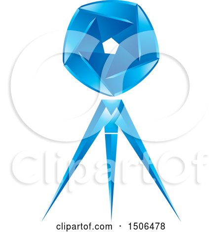 Clipart of a Blue Aperture and Tripod Icon - Royalty Free Vector Illustration by Lal Perera